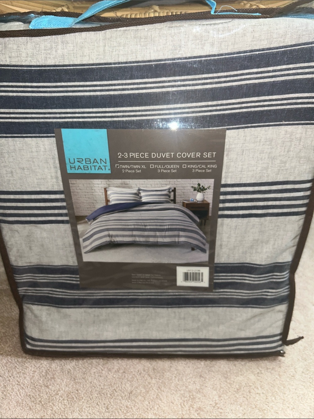 Habitat Twin/XL  Navy Striped Duvet Cover Set